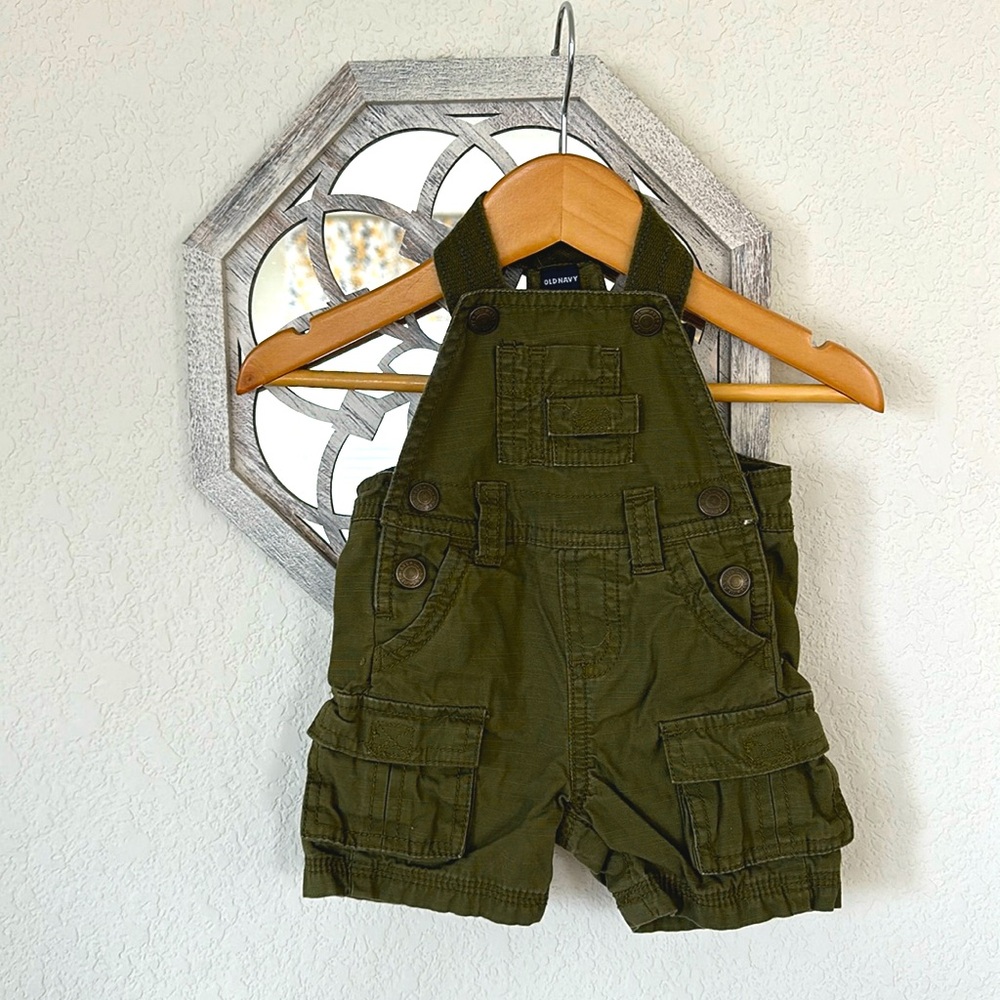 Old Navy • Army Green Cargo Military Utility Pocketed Casual Short Overalls
